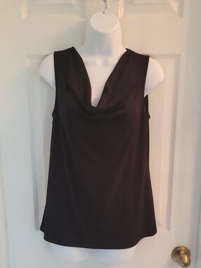 INC International Concepts Black Sleeveless Drape-Neck Camisole
